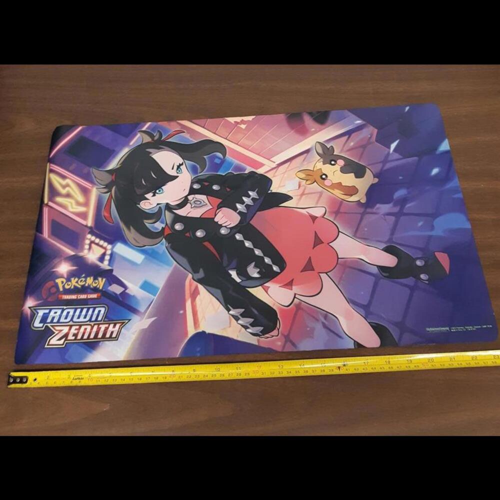 Pokémon Crown Zenith Game Mat featuring artwork of Morpeko and Marnie